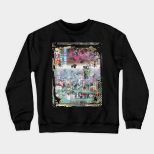 Japan City Night Streets View Collage Art 91 Crewneck Sweatshirt